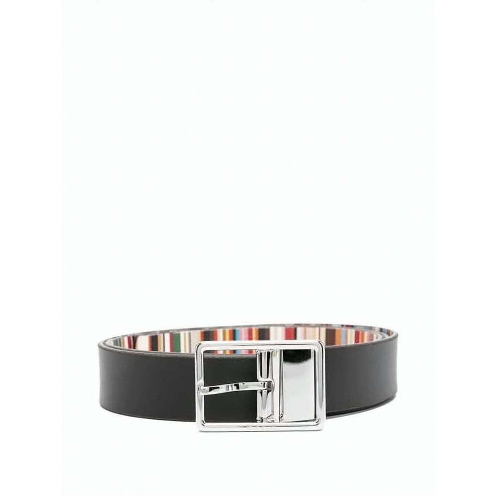 PAUL SMITH Leather Belt With Striped Pattern